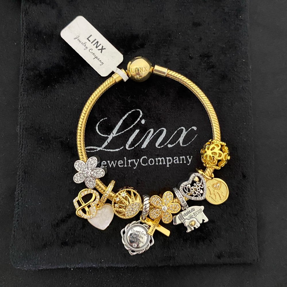 Linx Yellow Gold Bracelet with Religious Mom Themed Charms